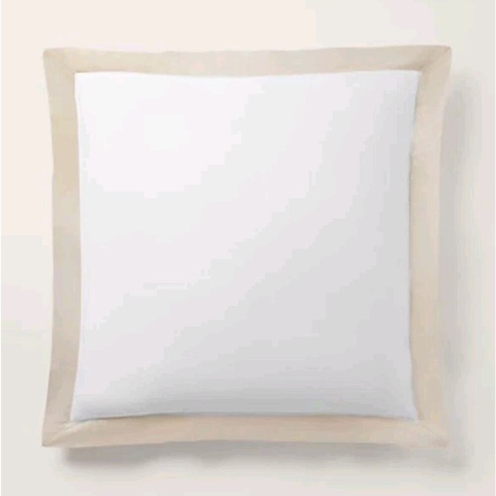 Ralph Lauren RL Organic Sateen Border European Sham Coastal Sand Square Pillow